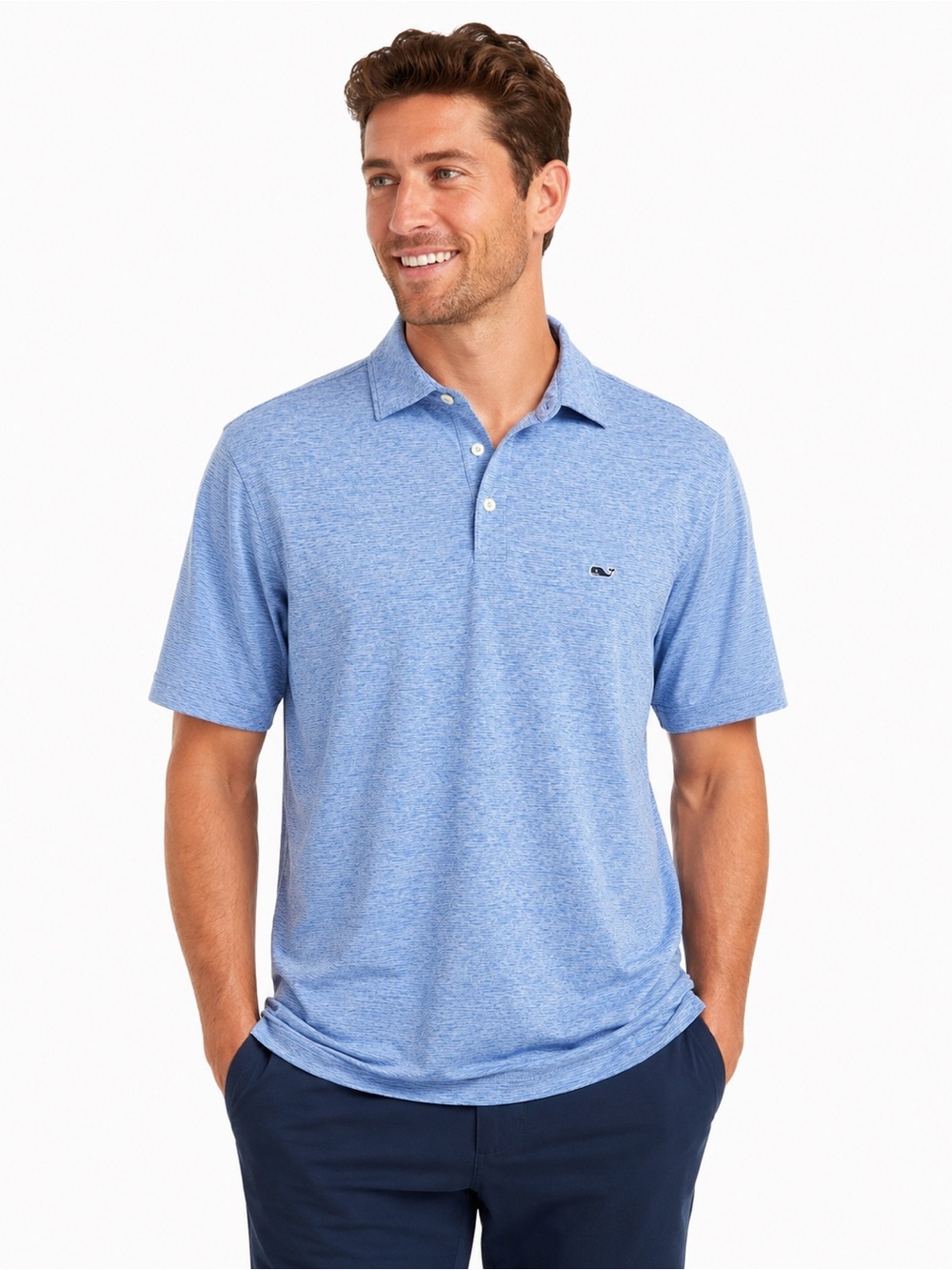 Vineyard Vines Sankaty Performance Polo Men M Blue St Jean Stripe Golf